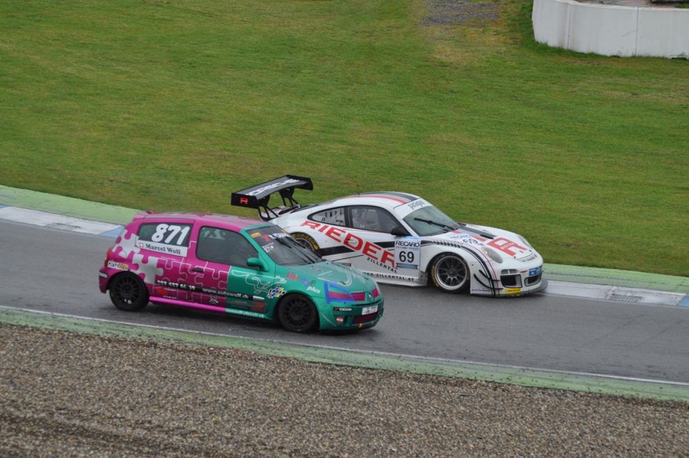 Unequal pair: The Swiss contested their own race in the DMV GTC field at Hockenheim, which Marcel Wolf won twice in his older Puzzle Clio.